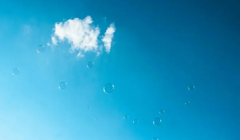Blue sky with bubbles rising, symbolizing aquarium aeration