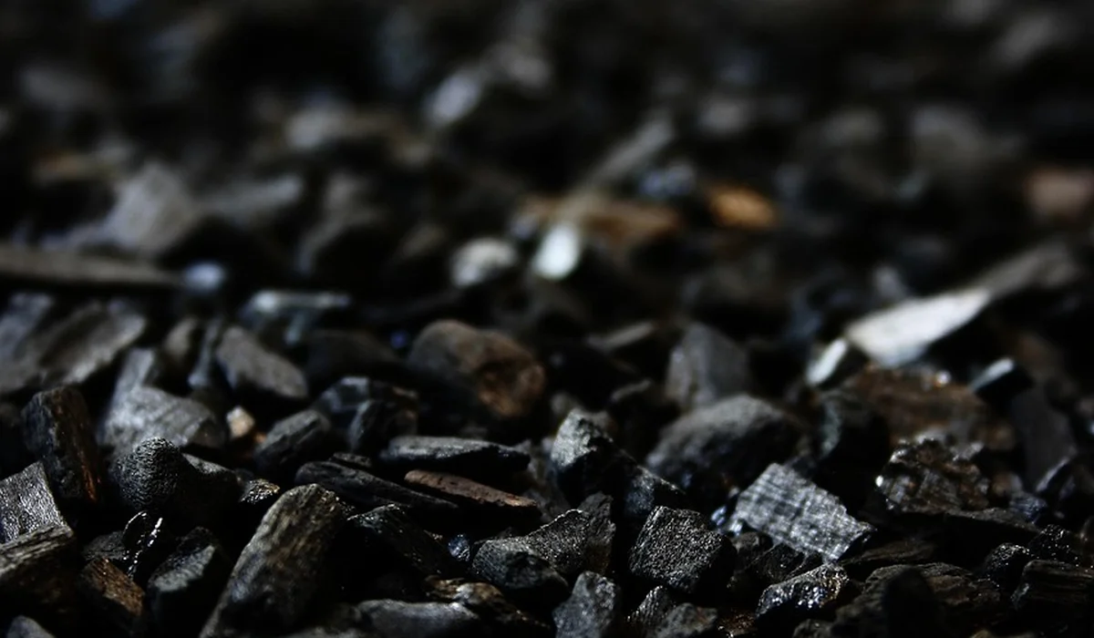 Close-up of dark aquarium gravel substrate